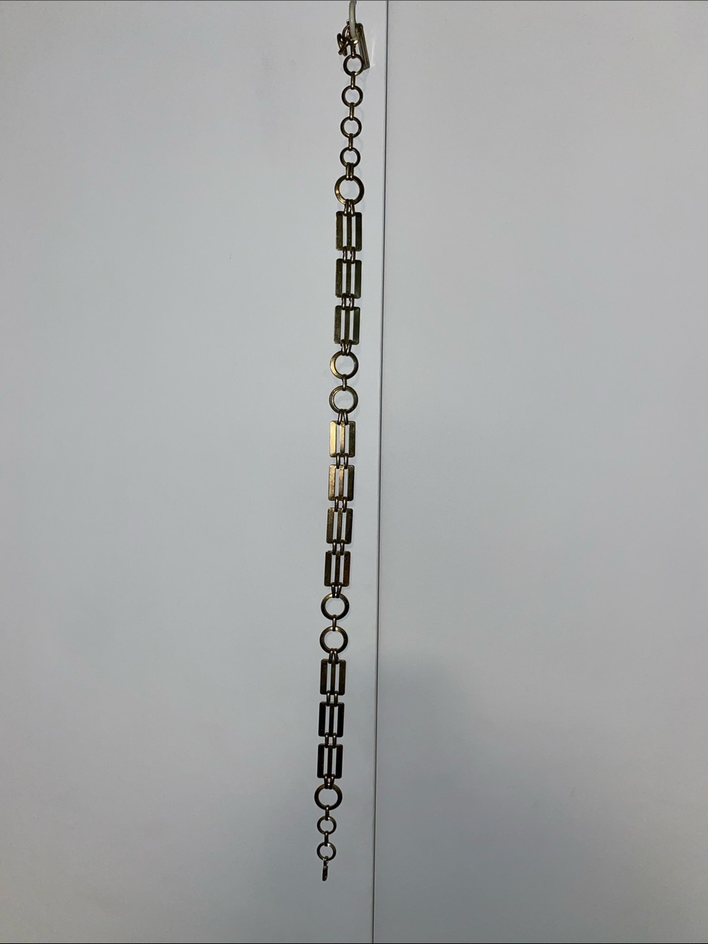 Gold Tone Link Chain Belt- Geometric Rectangle & Circle Links